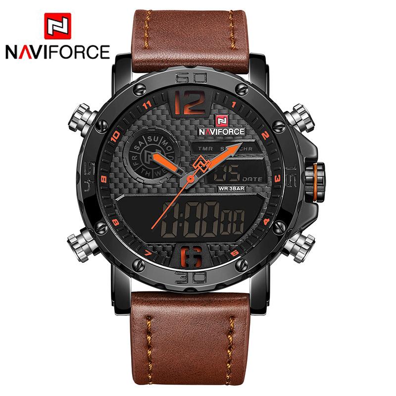 Relógio Esportivo Naviforce® Original Ellegance Couro - SUPER LANÇAMENTO 2019